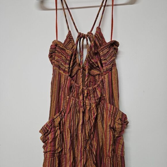Free People Striped Jumpsuit with Adjustable Straps Size Small - Picture 4 of 5